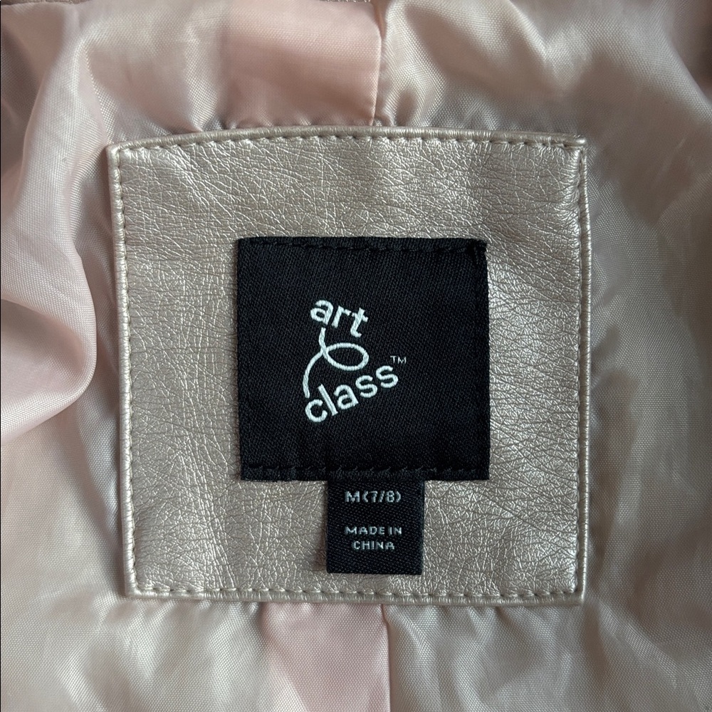 Art Class Girls Faux Leather Moto Pink Jacket Size Medium (7/8) - Picture 4 of 6
